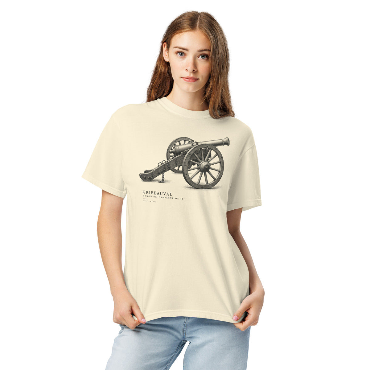 Gribeauval Cannon Graphic T-Shirt — Field Objects 01 in Ivory, additional front view