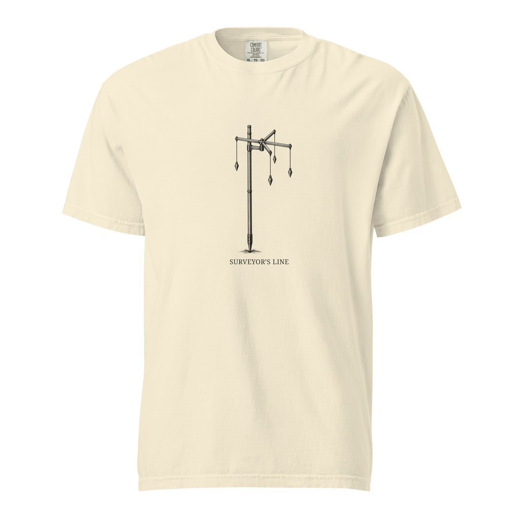 Surveyor’s Line Roman groma graphic T-shirt in Ivory, front supplier digital mockup with short title