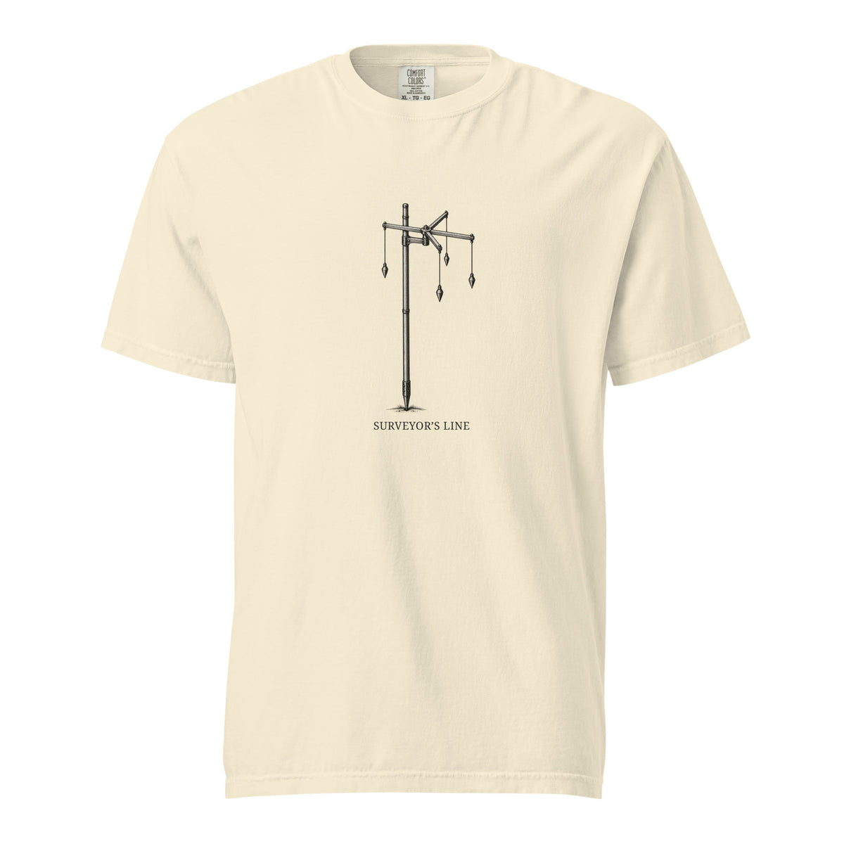 Surveyor’s Line Roman groma graphic T-shirt in Ivory, front supplier digital mockup with short title