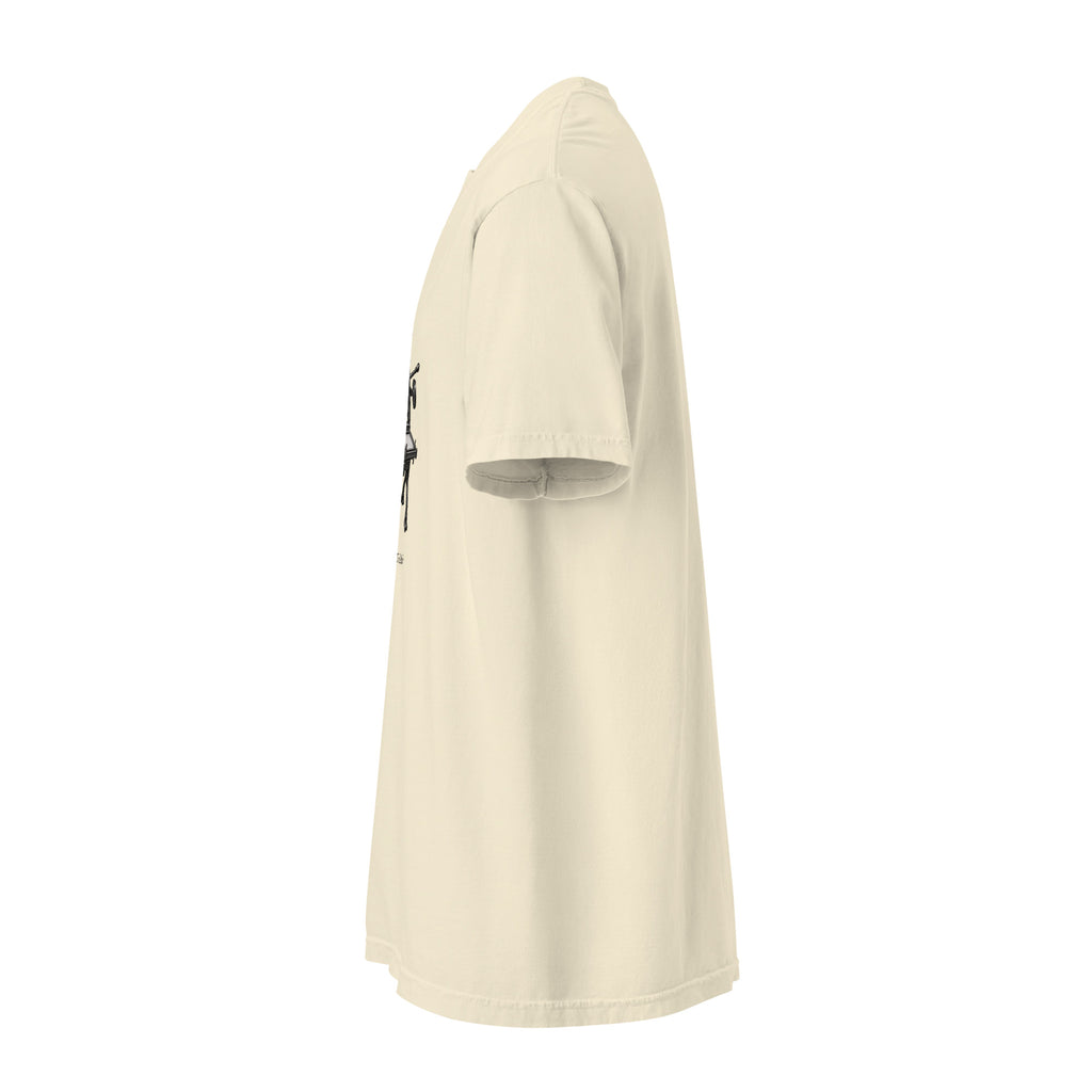 Printer’s Hand Columbian press graphic T-shirt in Ivory, left profile supplier digital mockup
