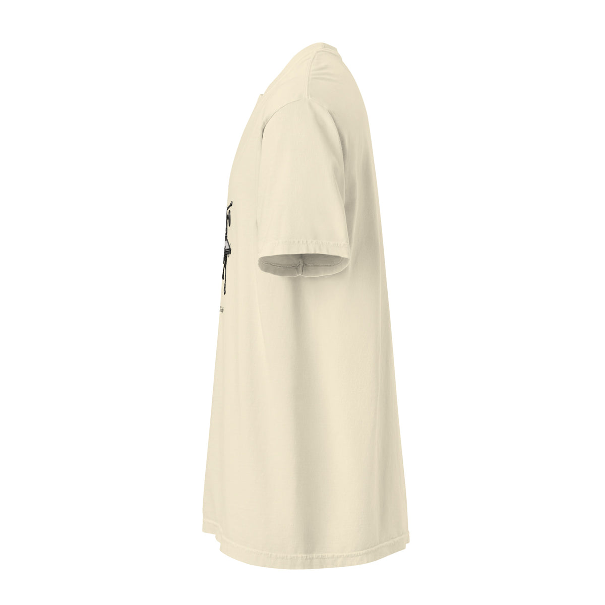 Printer’s Hand Columbian press graphic T-shirt in Ivory, left profile supplier digital mockup
