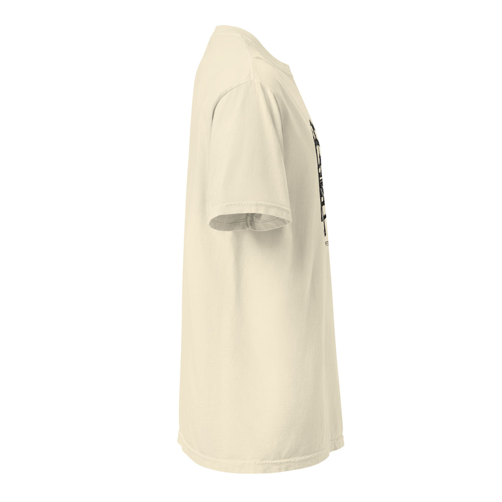 Printer’s Hand Columbian press graphic T-shirt in Ivory, right profile supplier digital mockup