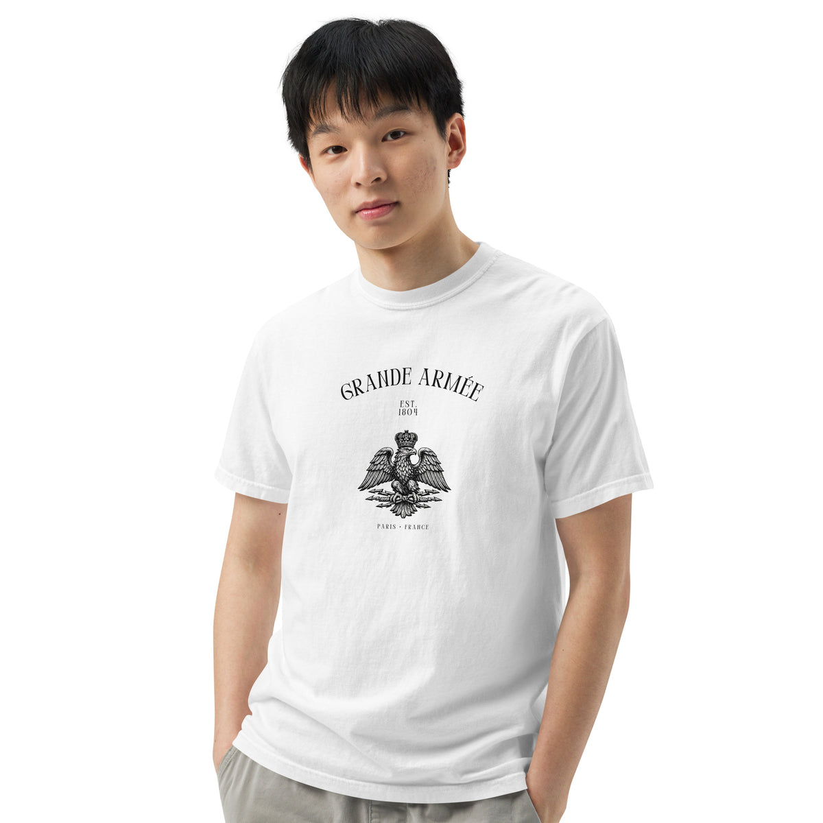 Grande Armée Napoleonic Eagle T-Shirt in White, alternate front view